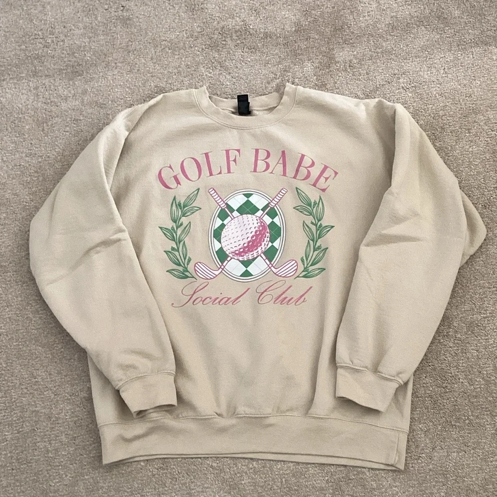 Gildan Tan Golf Babe Sweatshirt large - Picture 4 of 5